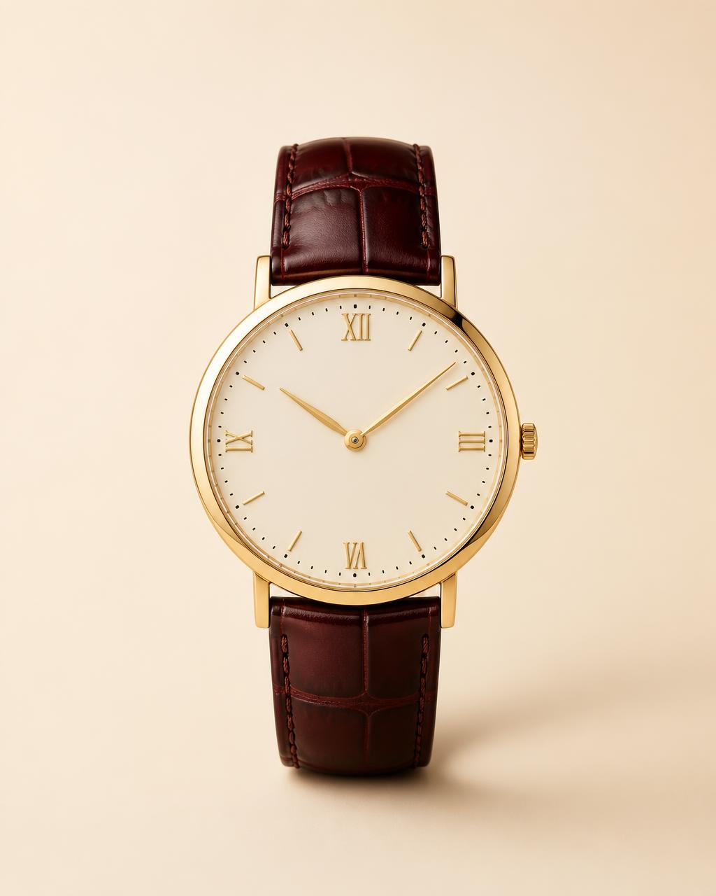 The Aurelian, an ultra-thin gold watch with painted Roman numerals